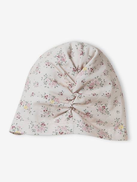Turban-Like Beanie in Printed Knit for Baby Girls rose beige - vertbaudet enfant 