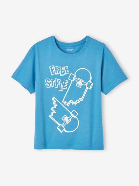 T-Shirt with Maxi Motif with Puff Ink Details for Boys azure+green - vertbaudet enfant 