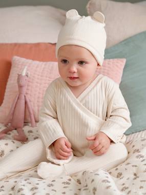 Bébé-Combinaison en maille côtelée bébé et son bonnet