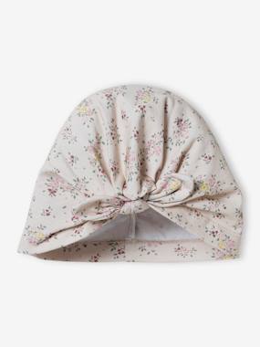 Baby-Accessories-Hats-Turban-Like Beanie in Printed Knit for Baby Girls
