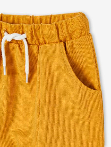 Piqué Knit Trousers for Babies aqua green+ochre - vertbaudet enfant 