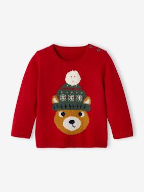 Baby-Jumpers, Cardigans & Sweaters-Christmas Jumper with Bear, for Babies
