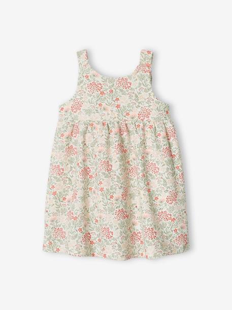 Sleeveless Dress for Babies ecru+fuchsia+PINK LIGHT ALL OVER PRINTED - vertbaudet enfant 