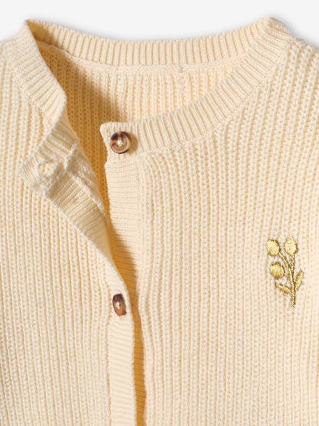 Cardigan in Brioche Stitch, Iridescent Motif, for Babies ecru - vertbaudet enfant 