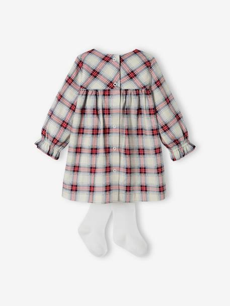 Chequered Dress & Matching Tights for Babies ecru - vertbaudet enfant 