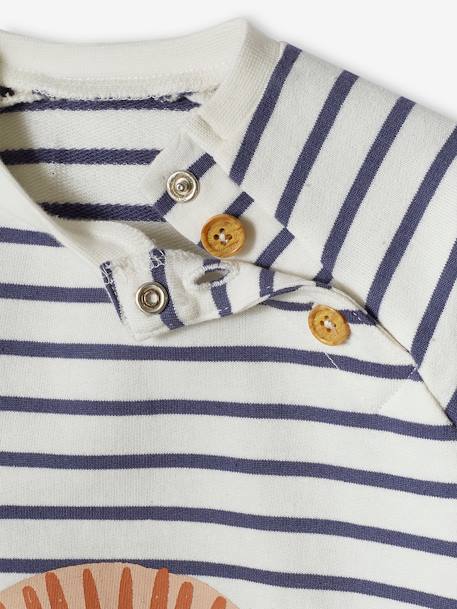 Striped Fleece Sweatshirt for Babies slate blue - vertbaudet enfant 