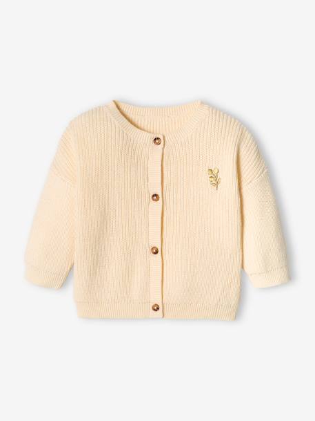 Cardigan in Brioche Stitch, Iridescent Motif, for Babies ecru - vertbaudet enfant 
