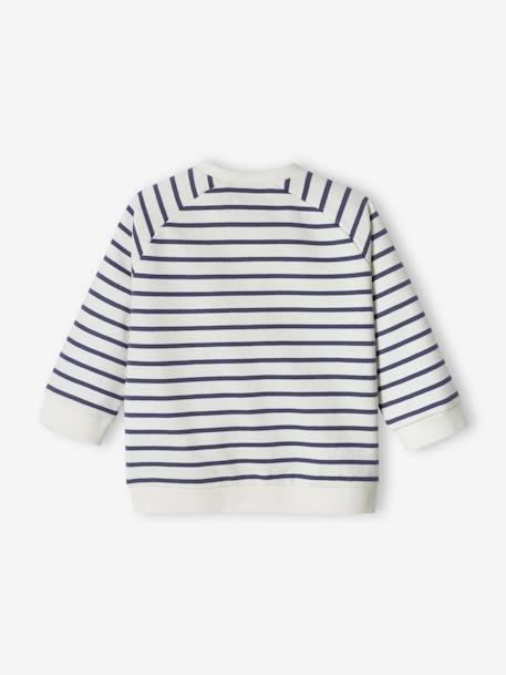 Striped Fleece Sweatshirt for Babies slate blue+striped green - vertbaudet enfant 