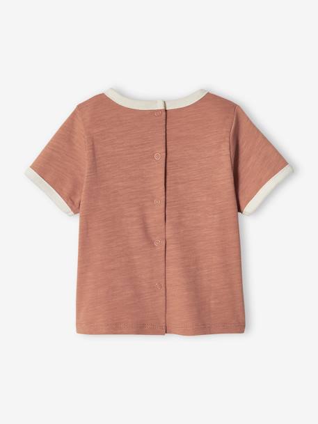 Gecko T-Shirt in Marl Cotton, Short Sleeves, for Babies pecan nut - vertbaudet enfant 