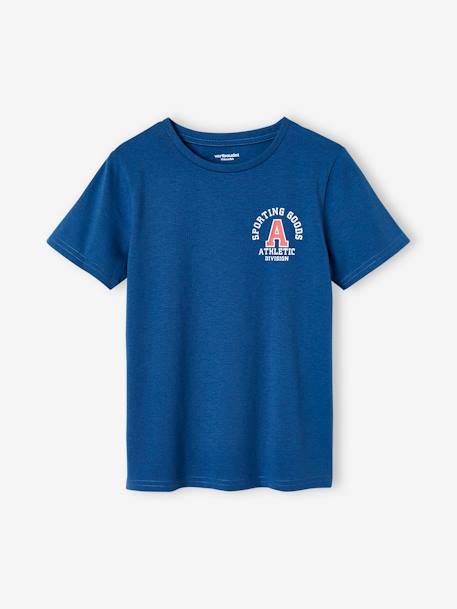T-Shirt with Sports Motifs for Boys marl grey+royal blue - vertbaudet enfant 