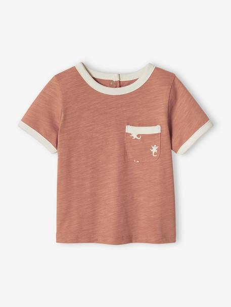 T-shirt bébé en coton flammé manches courtes noix de pécan - vertbaudet enfant 
