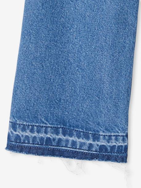 Jean fille large bas effiloché denim bleached+gris+stone - vertbaudet enfant 