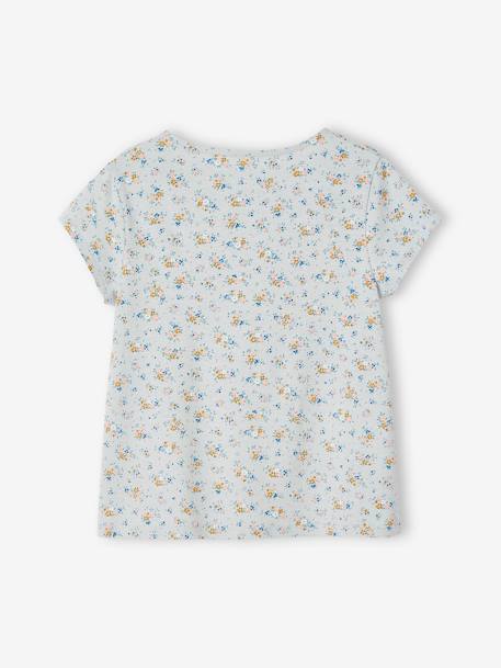 T-shirt blouse à fleurs fille bleu ciel+écru - vertbaudet enfant 