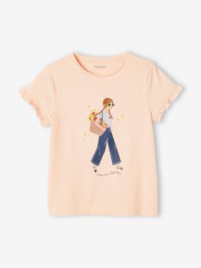 Girls-Tops-T-Shirt with Bicycle Motif for Girls