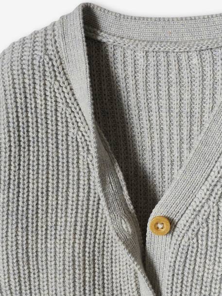 V-Neck Cardigan in Shimmery Knit for Babies marl grey - vertbaudet enfant 