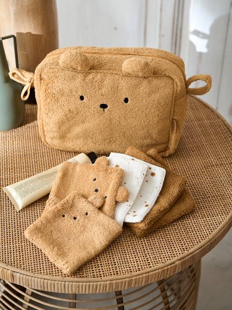 Bear Toiletry Bag in Terry Cloth BROWN LIGHT SOLID - vertbaudet enfant 