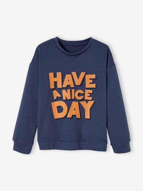 Sweatshirt with 'Have a nice day' Message, for Boys slate blue - vertbaudet enfant 