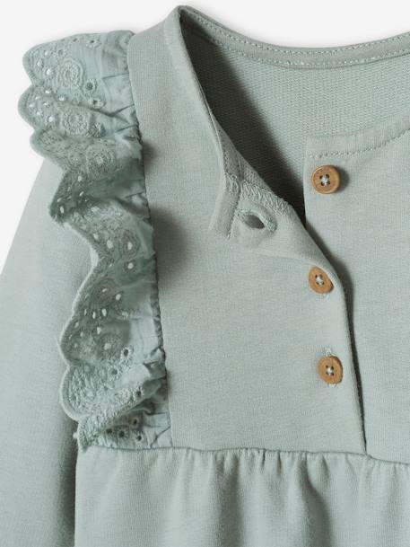 Robe bébé en molleton volants en broderie anglaise bleu grisé - vertbaudet enfant 