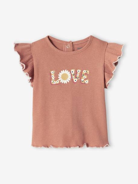 T-shirt love bébé manches courtes vieux rose - vertbaudet enfant 