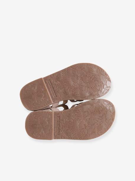 Leather Sandals for Girls sandy beige - vertbaudet enfant 