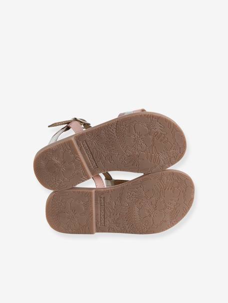 Leather Sandals for Girls silver+YELLOW LIGHT METALLIZED - vertbaudet enfant 