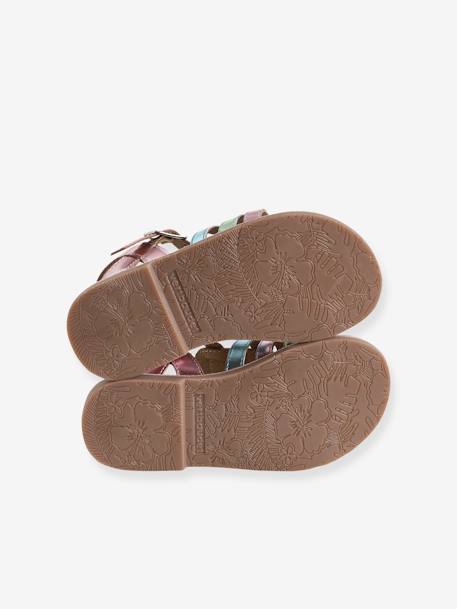Multi-Strap Leather Sandals for Children, Designed for Autonomy lilac - vertbaudet enfant 