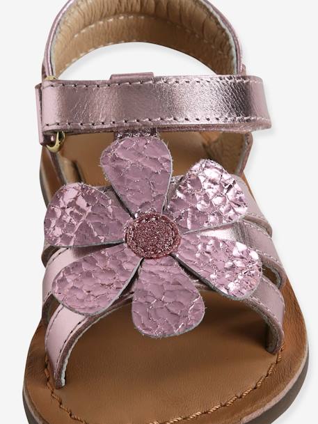 Sandales scratchées en cuir bébé fille rose - vertbaudet enfant 