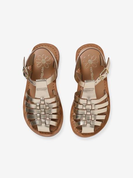Leather Sandals for Girls gold - vertbaudet enfant 