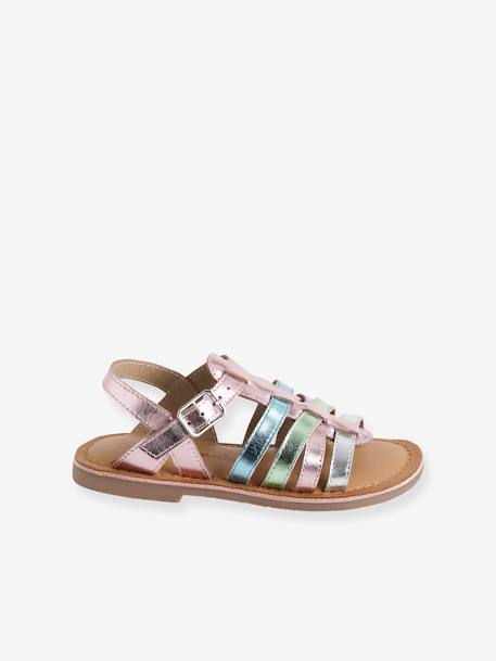 Multi-Strap Leather Sandals for Children, Designed for Autonomy lilac - vertbaudet enfant 