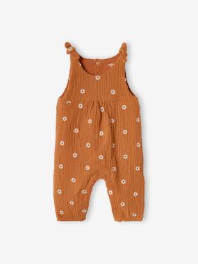 Baby-Jumpsuit for Newborn Babies, Embroidery in Cotton Gauze