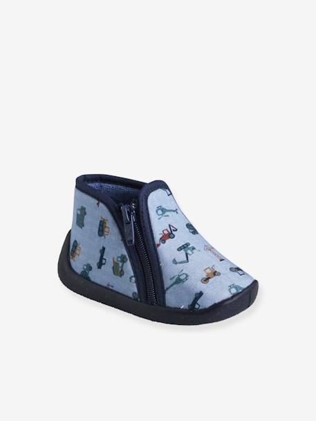 Slippers with Zip, Made in France, for Babies printed grey - vertbaudet enfant 