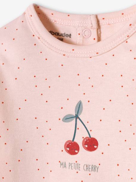 Pack of 2 Cherry Sleepsuits in Interlock Fabric for Baby Girls pale pink - vertbaudet enfant 