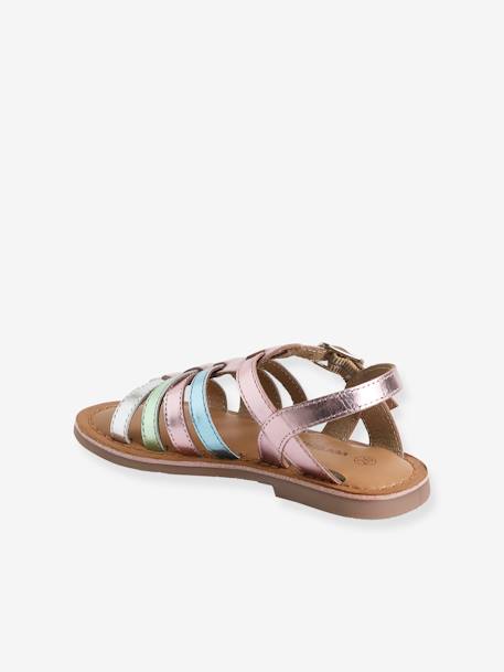 Multi-Strap Leather Sandals for Children, Designed for Autonomy lilac - vertbaudet enfant 