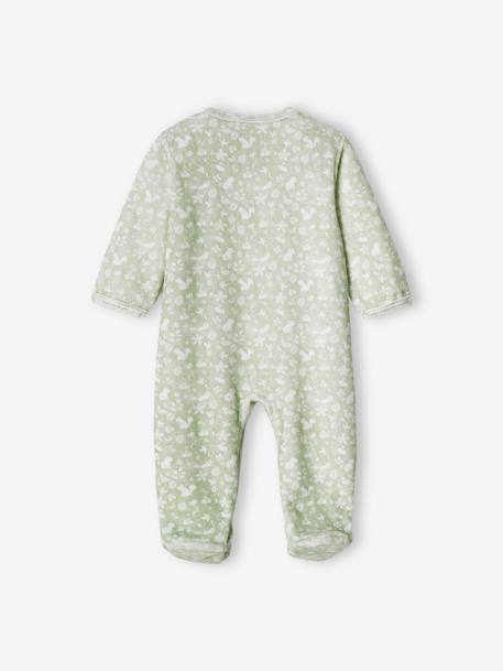 Rabbit Sleepsuit in Velour, for Babies aqua green - vertbaudet enfant 