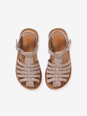 Sandales femme confort à brides multiples en cuir camel