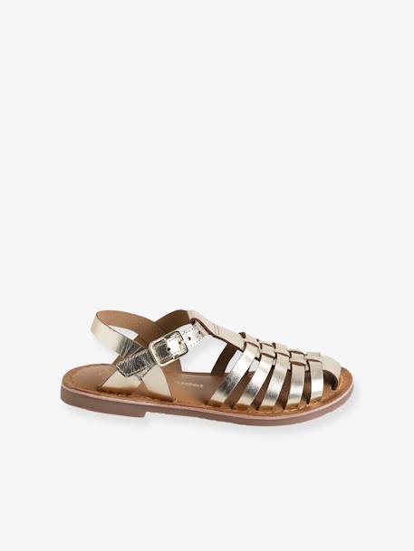 Leather Sandals for Girls gold - vertbaudet enfant 