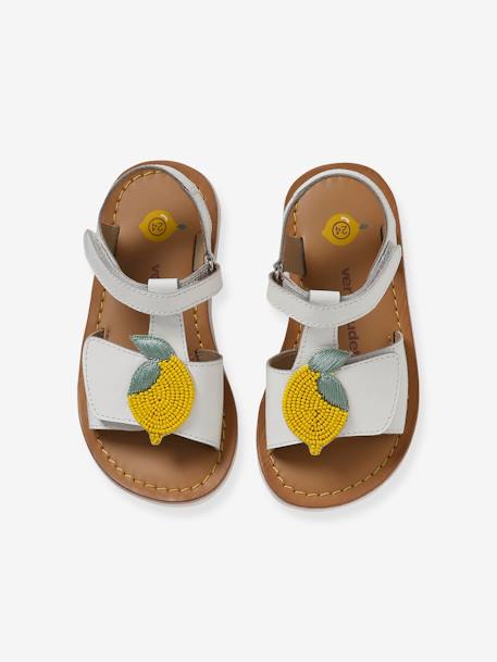 Leather Sandals for Girls, Designed for Autonomy white - vertbaudet enfant 