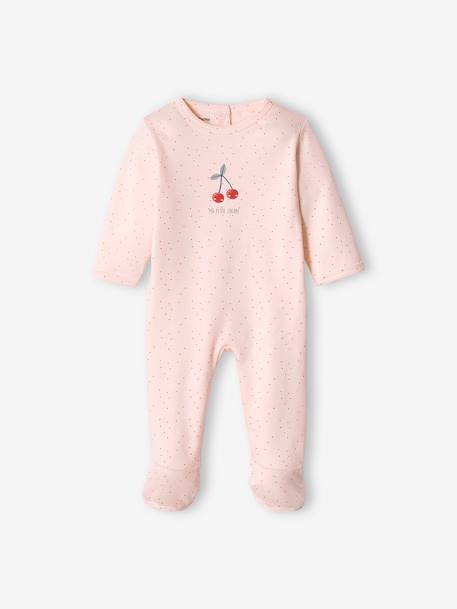 Pack of 2 Cherry Sleepsuits in Interlock Fabric for Baby Girls pale pink - vertbaudet enfant 