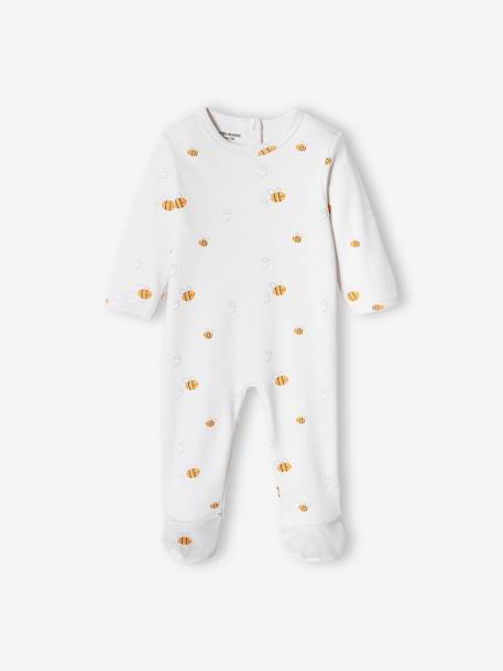 Pack of 3 Basic Sleepsuits in Interlock Fabric for Babies ecru+soft lilac - vertbaudet enfant 