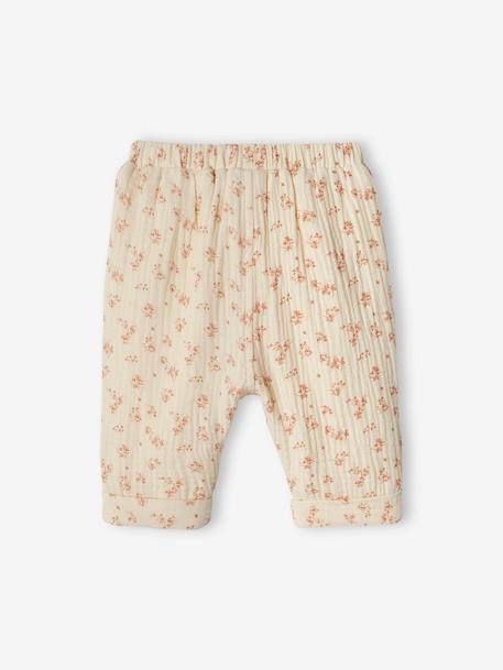 Harem-Style Trousers in Cotton Gauze BLUE DARK SOLID+cappuccino+ecru+Light Green+printed white+White - vertbaudet enfant 