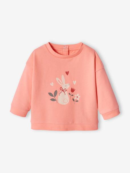 Basic Fleece Sweatshirt for Babies aqua green+coral+rosy apricot - vertbaudet enfant 