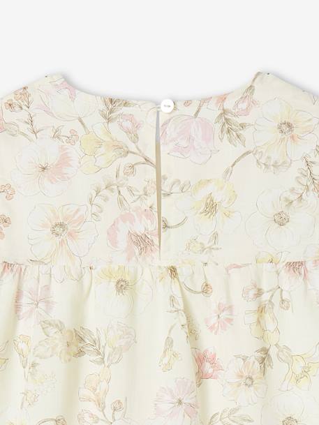 Frilly Occasionwear Dress with Floral Motif for Girls ecru - vertbaudet enfant 