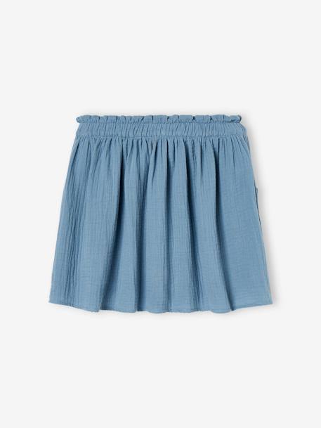 Coloured Skirt in Cotton Gauze, for Girls coral+grey blue+pale yellow - vertbaudet enfant 