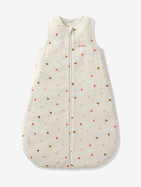 Bedding & Decor-Baby Bedding-Summer Special Baby Sleep Bag in Cotton Gauze, with opening in the middle, Small Hearts