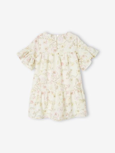 Frilly Occasionwear Dress with Floral Motif for Girls ecru - vertbaudet enfant 