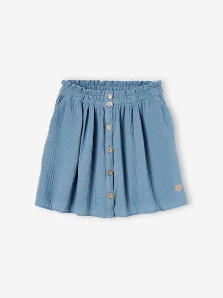 Jupe fille en gaze de coton beige+bleu grisé+rose+vert sauge+vieux rose+violet - vertbaudet enfant 