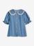 Short Sleeve Denim Shirt with Peter Pan Collar, for Girls stone - vertbaudet enfant 