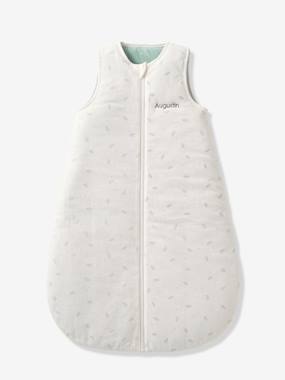 Vertbaudet Sleeveless Baby Sleep Bag in Cotton Gauze, Dinosaurus Green Medium Solid with Desig