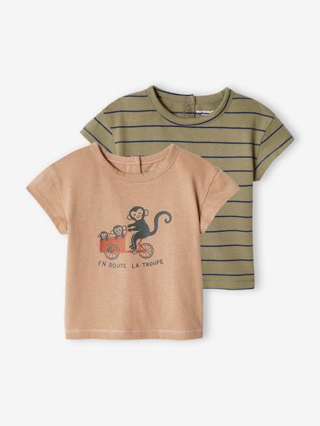 Een computer gebruiken Souvenir Zeeanemoon Pack of 2 Basic T-Shirts for Babies - taupe, Baby