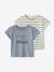 Lot de 2 T-shirts basics bébé manches courtes bleu grisé+écru+taupe - vertbaudet enfant 